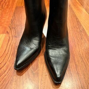 SAM EDELMAN Jane Leather Black Zip Ankle Cowgirl Cowboy Style Boots 8M